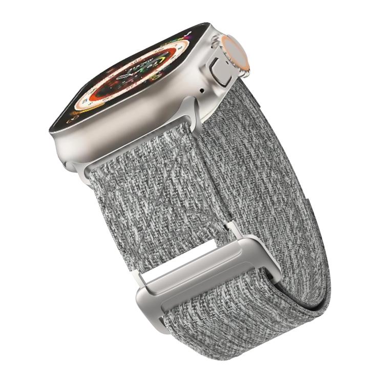 For Apple Watch 46mm / 49mm / 45mm / 44mm Kalebol Canvas Pattern Nylon Loop Strap(Light Grey) by Kalebol