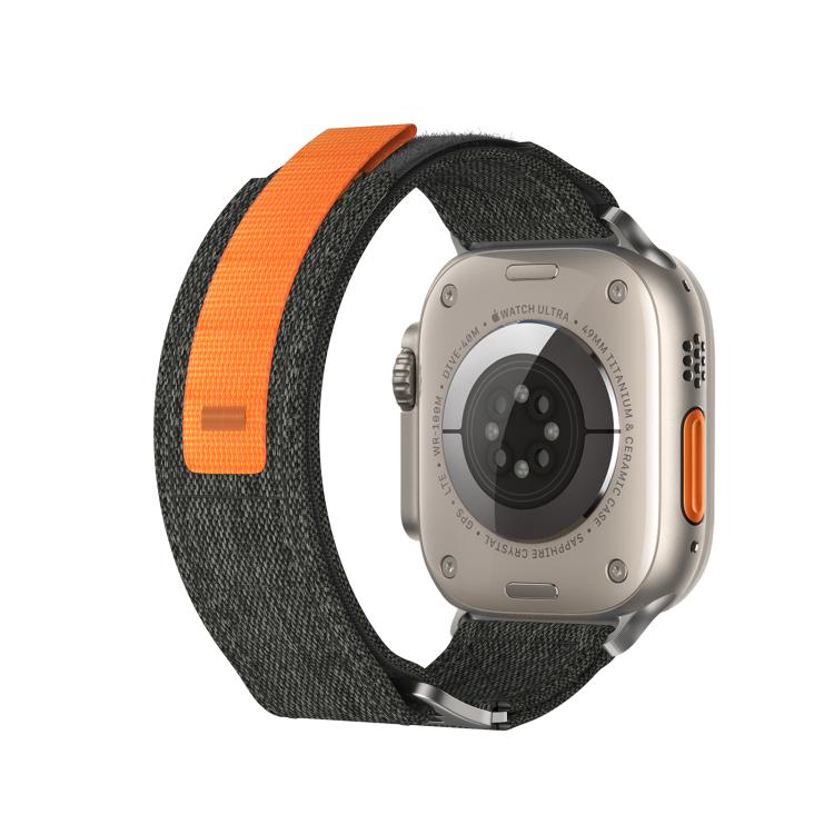 For Apple Watch 42mm / 41mm / 40mm / 38mm Kalebol Canvas Pattern Nylon Loop Strap(Black) by Kalebol