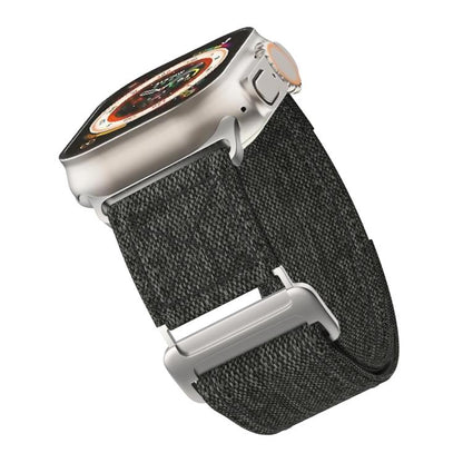 For Apple Watch 42mm / 41mm / 40mm / 38mm Kalebol Canvas Pattern Nylon Loop Strap(Black) by Kalebol