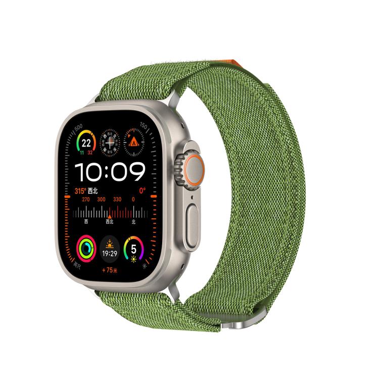 For Apple Watch 42mm / 41mm / 40mm / 38mm Kalebol Canvas Pattern Nylon Loop Strap(Army Green) by Kalebol