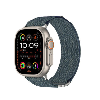 For Apple Watch 42mm / 41mm / 40mm / 38mm Kalebol Canvas Pattern Nylon Loop Strap(Blue) by Kalebol