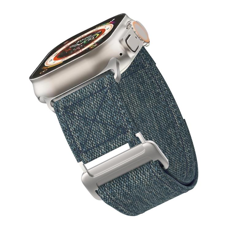 For Apple Watch 42mm / 41mm / 40mm / 38mm Kalebol Canvas Pattern Nylon Loop Strap(Blue) by Kalebol