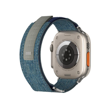 For Apple Watch 42mm / 41mm / 40mm / 38mm Kalebol Canvas Pattern Nylon Loop Strap(Light Blue) by Kalebol