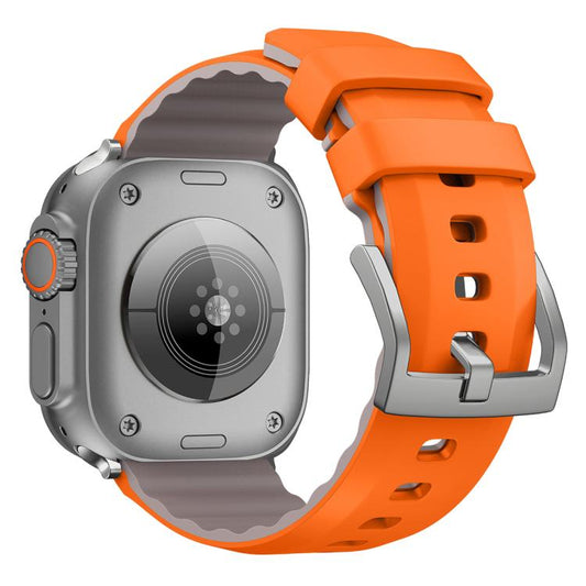 For Apple Watch 46mm / 49mm / 45mm / 44mm Kalebol Contrast Two-tone Silicone Strap(Orange) by Kalebol