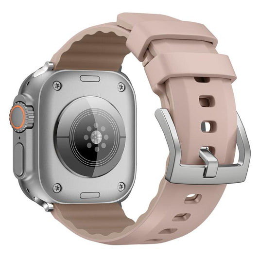 For Apple Watch 46mm / 49mm / 45mm / 44mm Kalebol Contrast Two-tone Silicone Strap(Pink Sand) by Kalebol