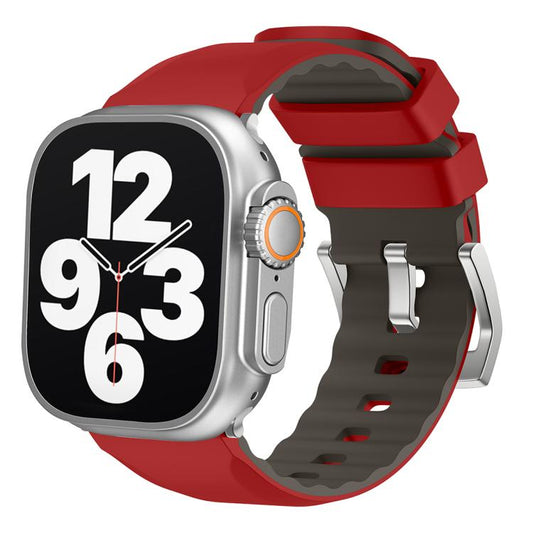 For Apple Watch 46mm / 49mm / 45mm / 44mm Kalebol Contrast Two-tone Silicone Strap(Red) by Kalebol