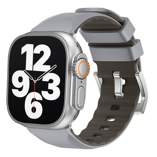 For Apple Watch 46mm / 49mm / 45mm / 44mm Kalebol Contrast Two-tone Silicone Strap(Light Grey) by Kalebol