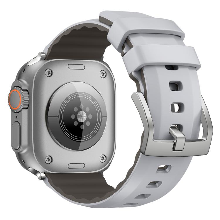 For Apple Watch 46mm / 49mm / 45mm / 44mm Kalebol Contrast Two-tone Silicone Strap(Light Grey) by Kalebol