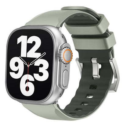 For Apple Watch 46mm / 49mm / 45mm / 44mm Kalebol Contrast Two-tone Silicone Strap(Matcha Green) by Kalebol