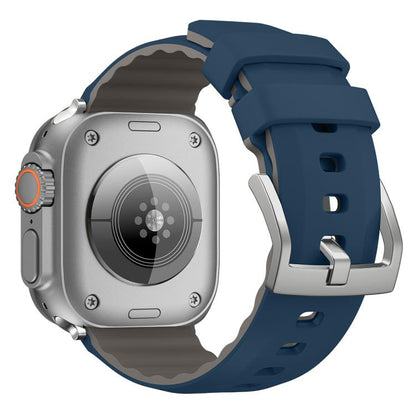 For Apple Watch 46mm / 49mm / 45mm / 44mm Kalebol Contrast Two-tone Silicone Strap(Midnight Blue) by Kalebol