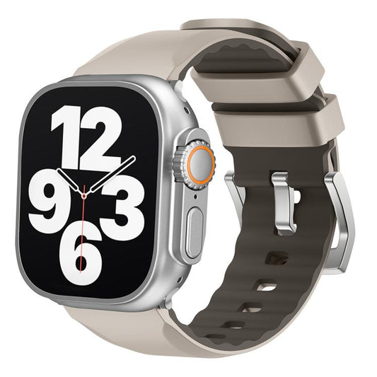 For Apple Watch 46mm / 49mm / 45mm / 44mm Kalebol Contrast Two-tone Silicone Strap(Starlight) by Kalebol