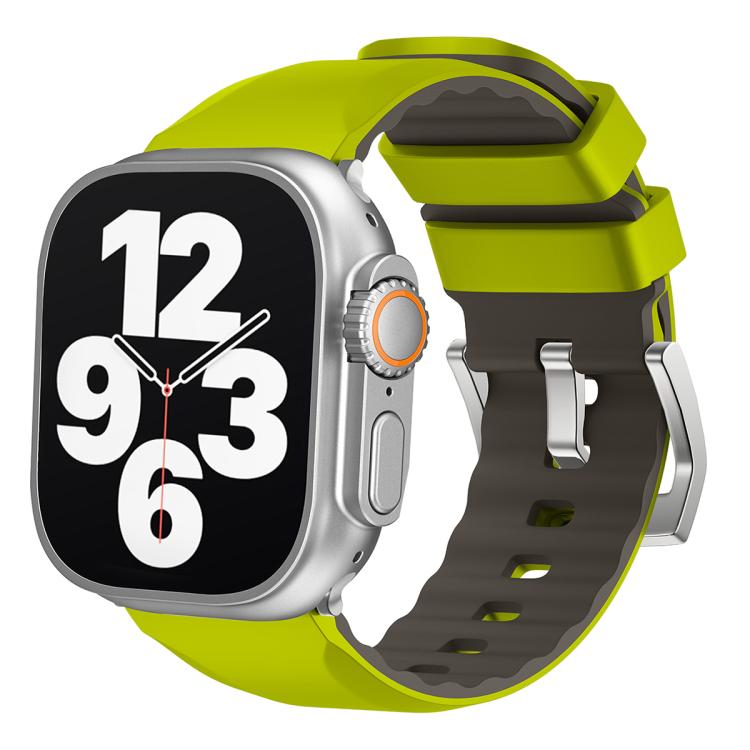 For Apple Watch 46mm / 49mm / 45mm / 44mm Kalebol Contrast Two-tone Silicone Strap(Fluorescent Green) by Kalebol