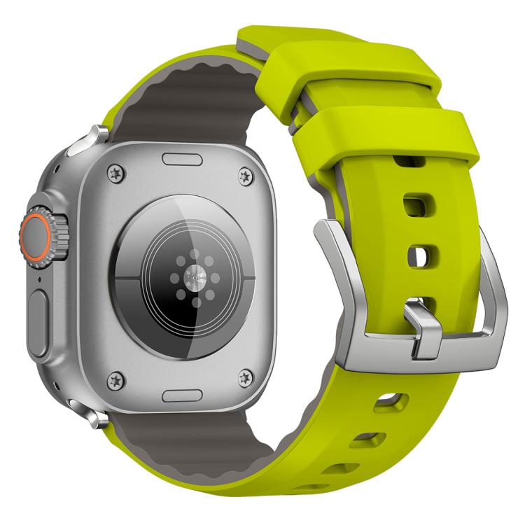 For Apple Watch 46mm / 49mm / 45mm / 44mm Kalebol Contrast Two-tone Silicone Strap(Fluorescent Green) by Kalebol