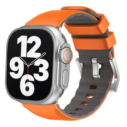 For Apple Watch 42mm / 41mm / 40mm / 38mm Kalebol Contrast Two-tone Silicone Strap(Orange) by Kalebol