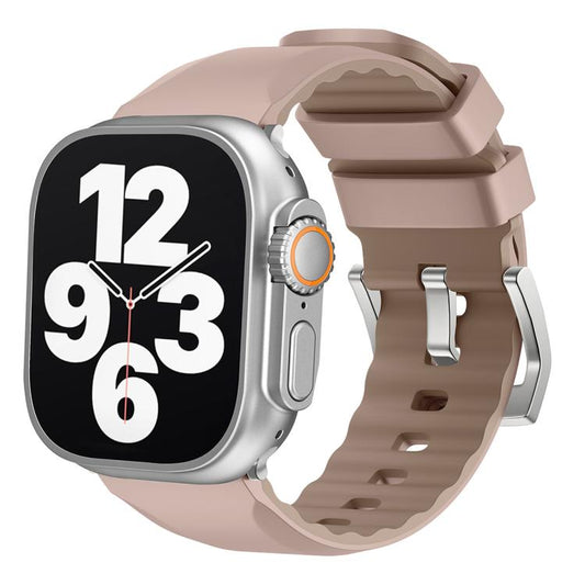 For Apple Watch 42mm / 41mm / 40mm / 38mm Kalebol Contrast Two-tone Silicone Strap(Pink Sand) by Kalebol