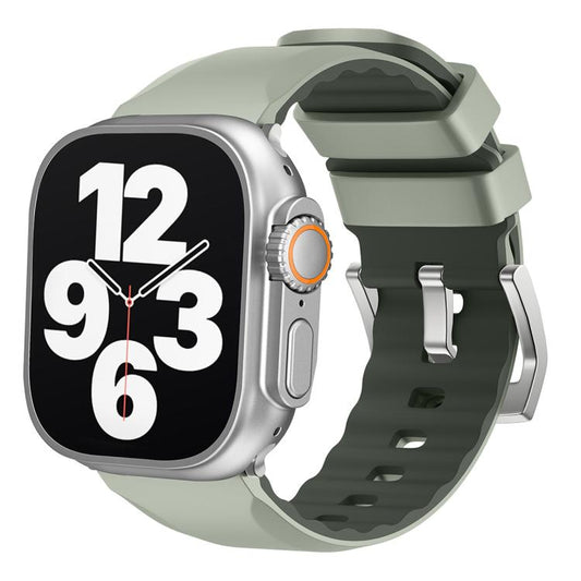 For Apple Watch 42mm / 41mm / 40mm / 38mm Kalebol Contrast Two-tone Silicone Strap(Matcha Green) by Kalebol