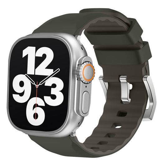 For Apple Watch 42mm / 41mm / 40mm / 38mm Kalebol Contrast Two-tone Silicone Strap(Dark Green) by Kalebol