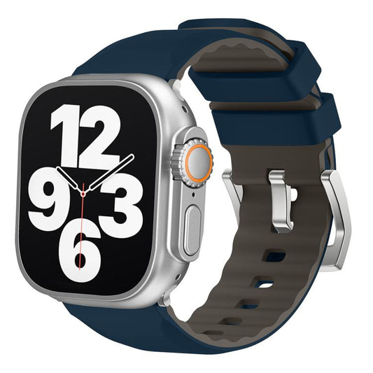 For Apple Watch 42mm / 41mm / 40mm / 38mm Kalebol Contrast Two-tone Silicone Strap(Midnight Blue) by Kalebol