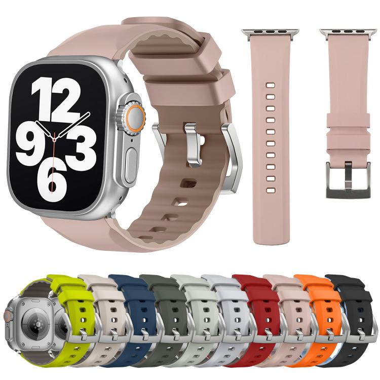 For Apple Watch 46mm / 49mm / 45mm / 44mm Kalebol Contrast Two-tone Silicone Strap(Matcha Green) by Kalebol