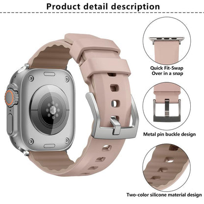 For Apple Watch 46mm / 49mm / 45mm / 44mm Kalebol Contrast Two-tone Silicone Strap(Orange) by Kalebol
