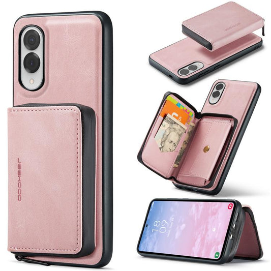 For Samsung Galaxy S25 Edge 5G JEEHOOD J02 Magnetic Zipper Horizontal Flip Leather Phone Case(Pink) by JEEHOOD