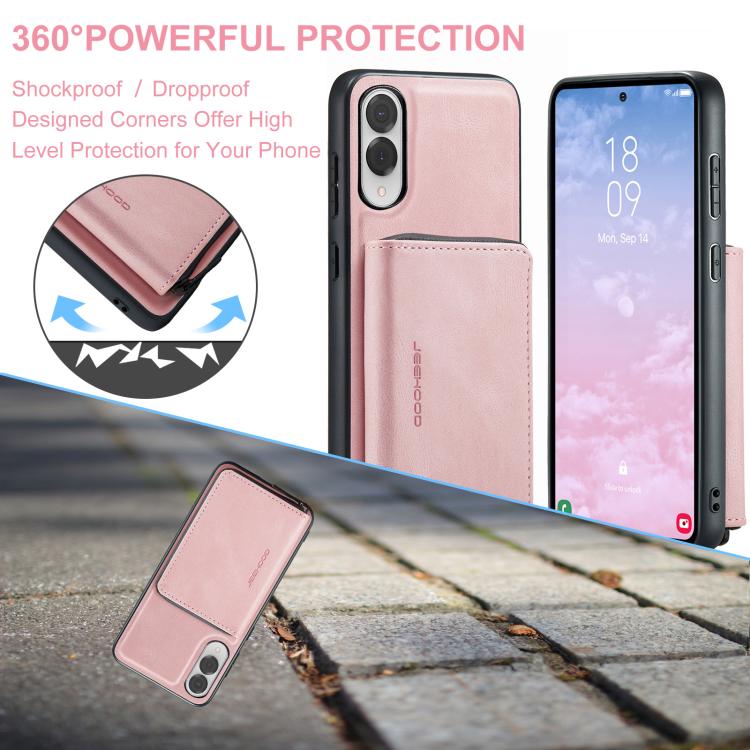 For Samsung Galaxy S25 Edge 5G JEEHOOD J02 Magnetic Zipper Horizontal Flip Leather Phone Case(Pink) by JEEHOOD