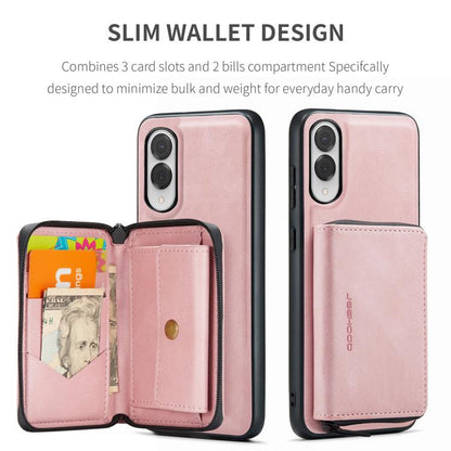 For Samsung Galaxy S25 Edge 5G JEEHOOD J02 Magnetic Zipper Horizontal Flip Leather Phone Case(Pink) by JEEHOOD