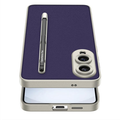 For Samsung Galaxy S25 Edge 5G GKK Metal Paint Skin Feel Leather Phone Case with Pen(Black) by GKK