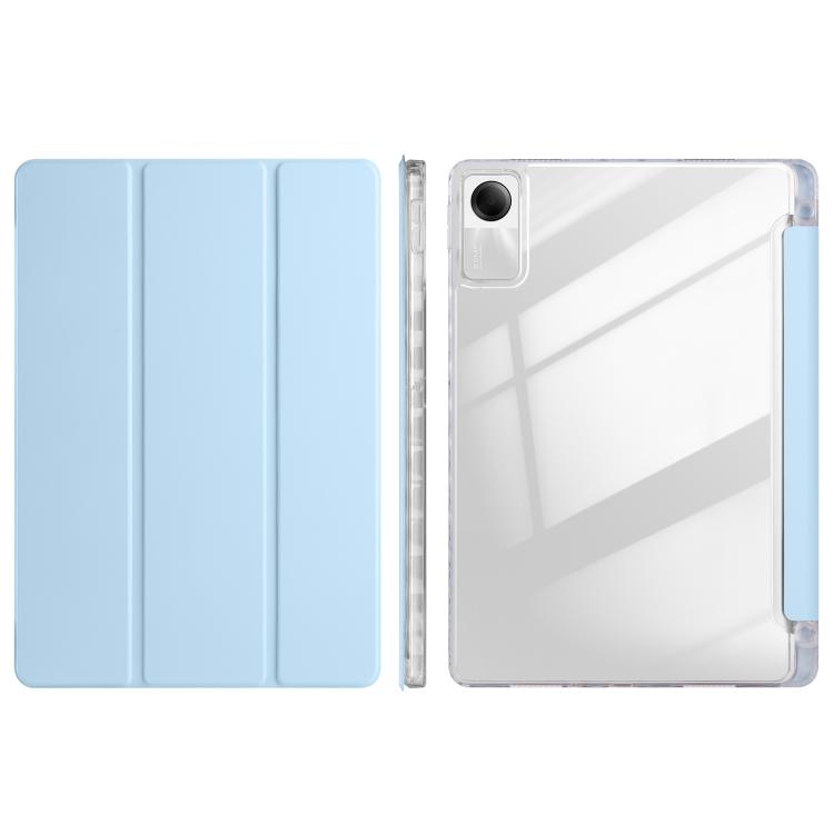 For Xiaomi Redmi Pad SE 11 3-Fold Clear Acrylic Leather Tablet Case(Ice Blue) by bashfashion