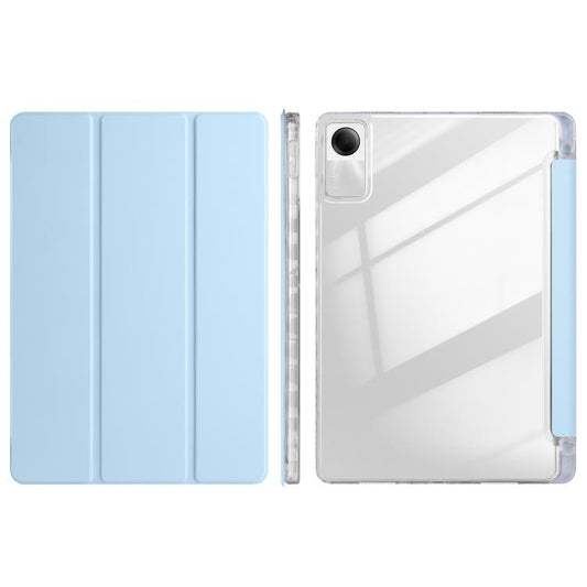 For Xiaomi Redmi Pad SE 11 3-Fold Clear Acrylic Leather Tablet Case(Ice Blue) by bashfashion