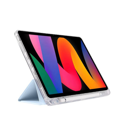 For Xiaomi Redmi Pad SE 11 3-Fold Clear Acrylic Leather Tablet Case(Ice Blue) by bashfashion