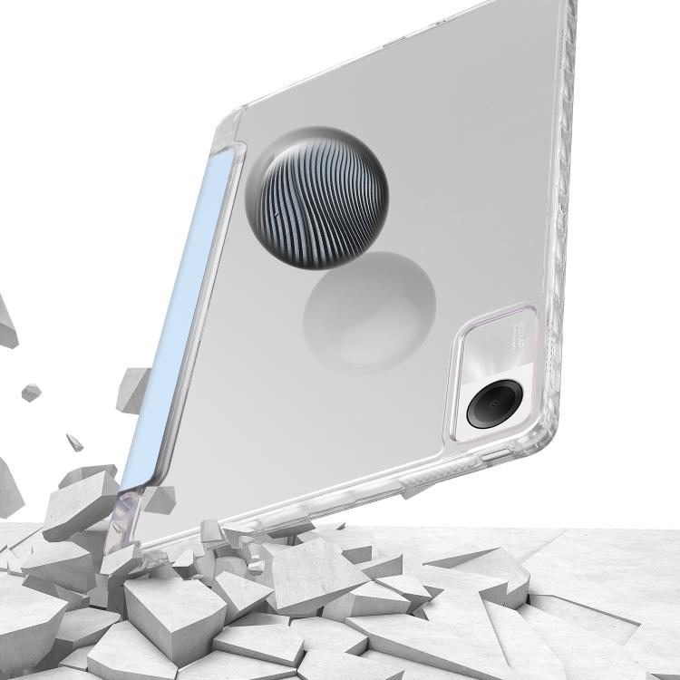 For Xiaomi Redmi Pad SE 11 3-Fold Clear Acrylic Leather Tablet Case(Ice Blue) by bashfashion