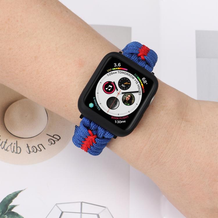 For Apple Watch 42mm / 41mm / 40mm / 38mm Double Leather Buckle Paracord Nylon Watch Band(Red) by bashfashion