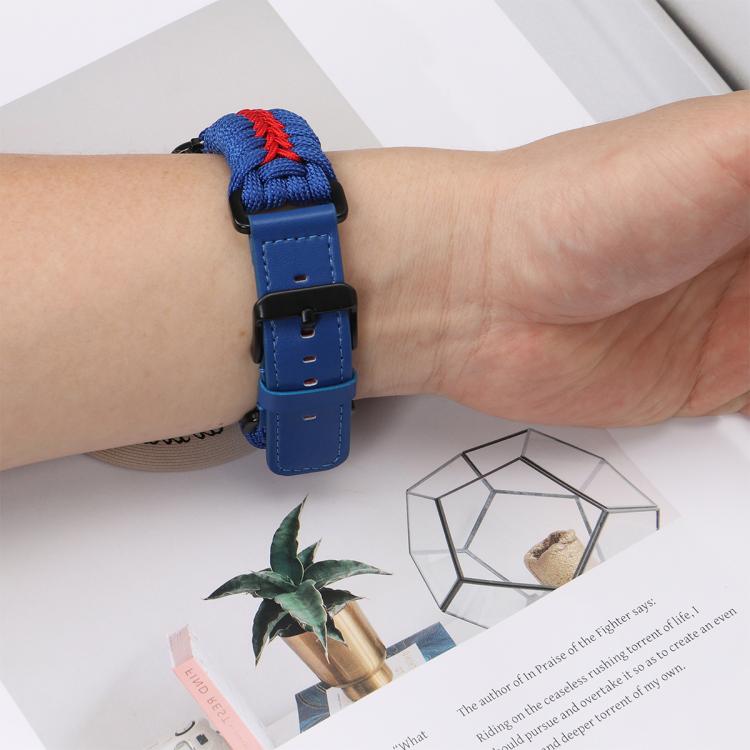 For Apple Watch 42mm / 41mm / 40mm / 38mm Double Leather Buckle Paracord Nylon Watch Band(Red) by bashfashion