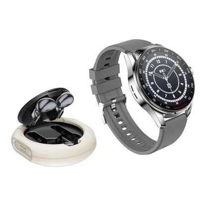 D9 1.46 inch 2 in 1 Bluetooth Earphone Smart Watch, Support Bluetooth Call / NFC / Heart Rate(Silver) by bashfashion