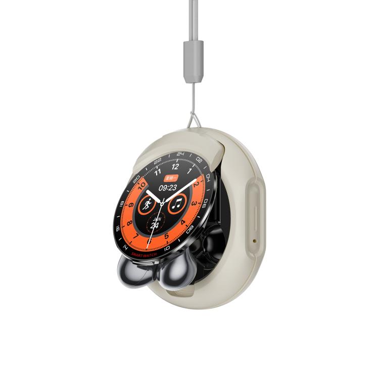 D9 1.46 inch 2 in 1 Bluetooth Earphone Smart Watch, Support Bluetooth Call / NFC / Heart Rate(Silver) by bashfashion