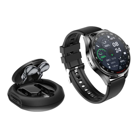 D9 1.46 inch 2 in 1 Bluetooth Earphone Smart Watch, Support Bluetooth Call / NFC / Heart Rate(Black) by bashfashion