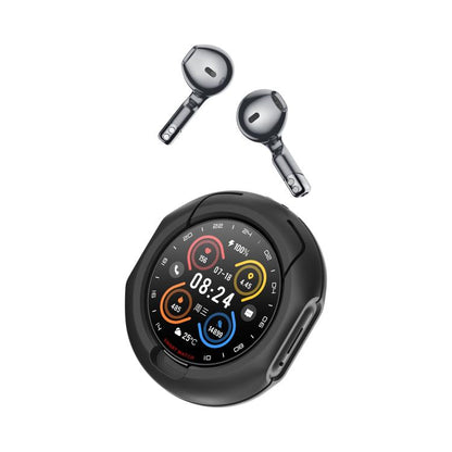 D9 1.46 inch 2 in 1 Bluetooth Earphone Smart Watch, Support Bluetooth Call / NFC / Heart Rate(Black) by bashfashion