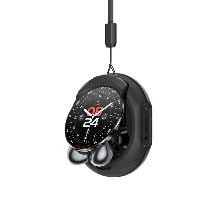 D9 1.46 inch 2 in 1 Bluetooth Earphone Smart Watch, Support Bluetooth Call / NFC / Heart Rate(Black) by bashfashion