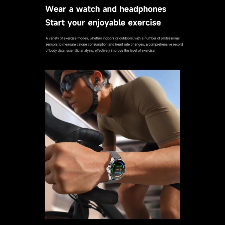 D9 1.46 inch 2 in 1 Bluetooth Earphone Smart Watch, Support Bluetooth Call / NFC / Heart Rate(Black) by bashfashion