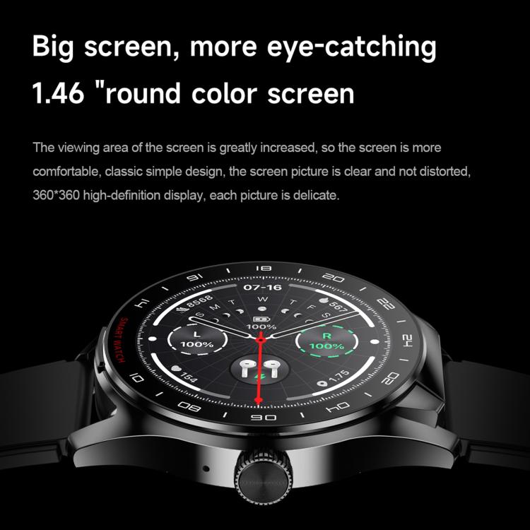 D9 1.46 inch 2 in 1 Bluetooth Earphone Smart Watch, Support Bluetooth Call / NFC / Heart Rate(Black) by bashfashion