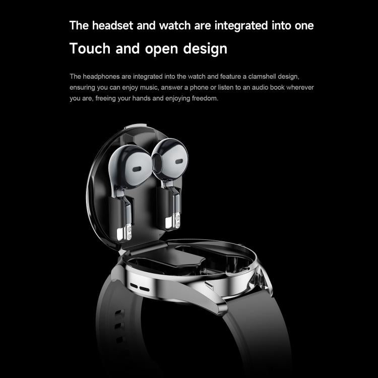 D9 1.46 inch 2 in 1 Bluetooth Earphone Smart Watch, Support Bluetooth Call / NFC / Heart Rate(Black) by bashfashion