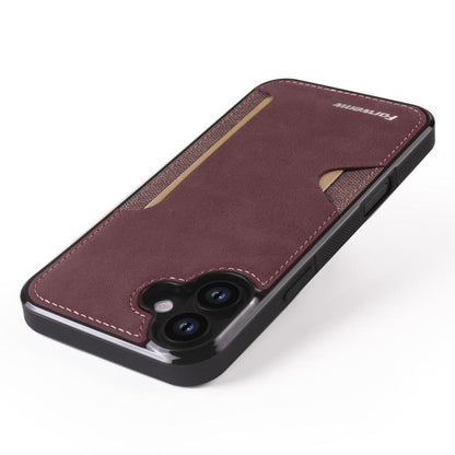 For iPhone 16 Plus Forwenw F5 Series Integrated Card Bag Phone Case(Red) by Forwenw