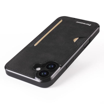 For iPhone 16 Forwenw F5 Series Integrated Card Bag Phone Case(Black) by Forwenw