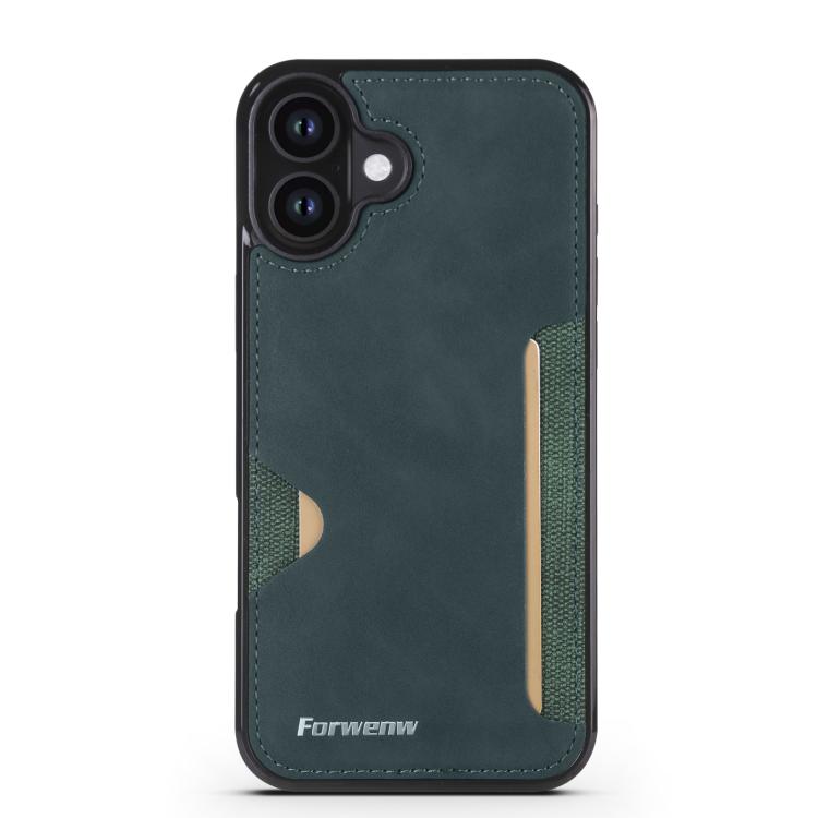 For iPhone 16 Forwenw F5 Series Integrated Card Bag Phone Case(Green) by Forwenw