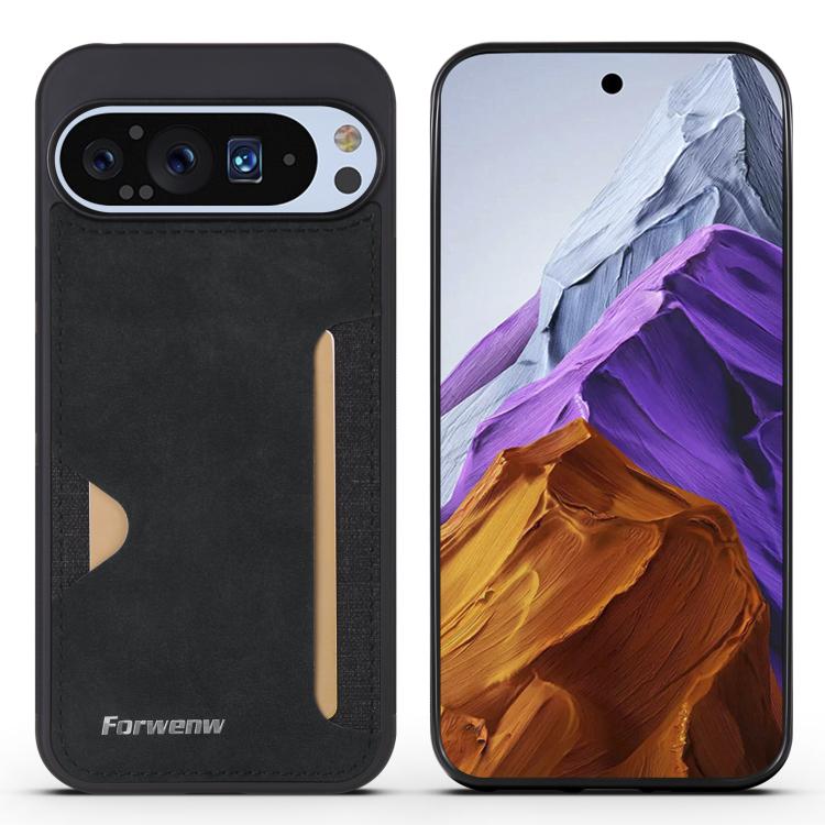 For Google Pixel 9 / 9 Pro Forwenw F5 Series Integrated Card Bag Phone Case(Black) by Forwenw