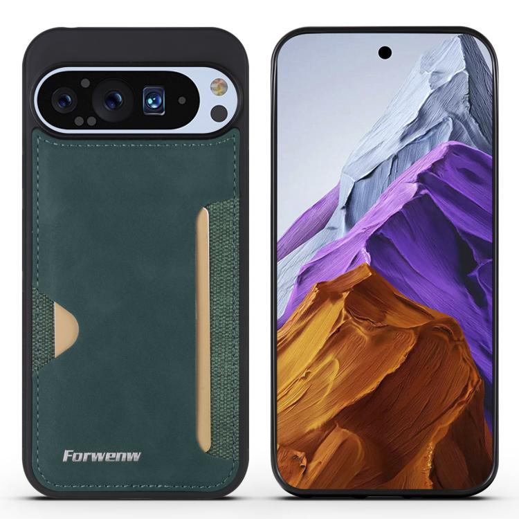 For Google Pixel 9 / 9 Pro Forwenw F5 Series Integrated Card Bag Phone Case(Green) by Forwenw