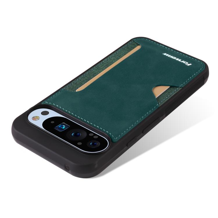 For Google Pixel 9 / 9 Pro Forwenw F5 Series Integrated Card Bag Phone Case(Green) by Forwenw