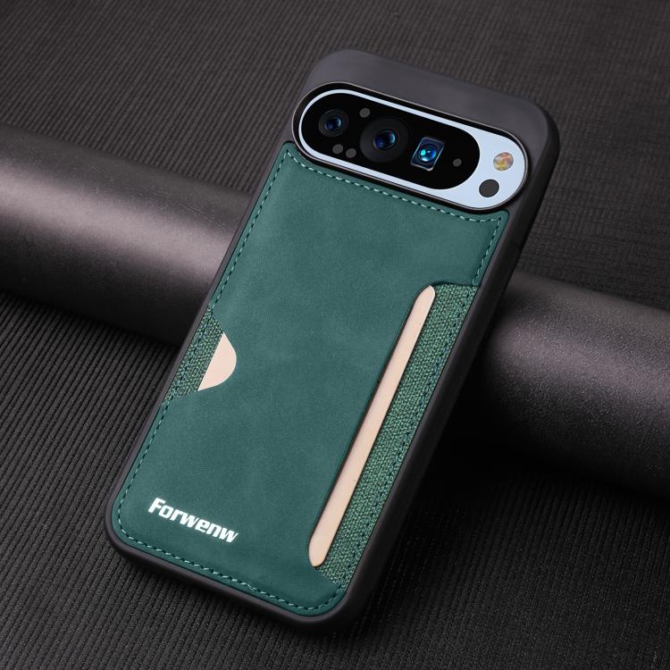 For Google Pixel 9 / 9 Pro Forwenw F5 Series Integrated Card Bag Phone Case(Green) by Forwenw