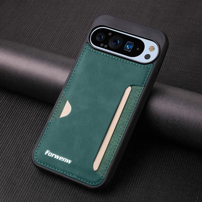For Google Pixel 9 / 9 Pro Forwenw F5 Series Integrated Card Bag Phone Case(Green) by Forwenw